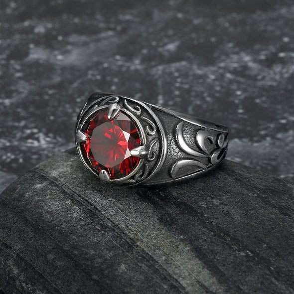 Handcrafted Stainless Steel Celtic Signet Ring With Central Stone