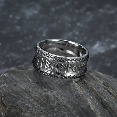 Handcrafted Stainless Steel Rune and Knotwork Ring