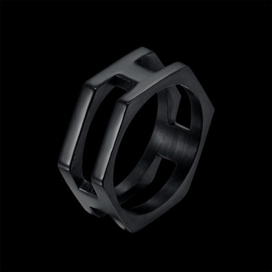 BLACK HEXAGON RING