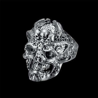 3 SKULLS HEAD RING