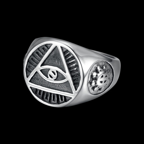 ALL SEEING EYE TRIANGLE RING