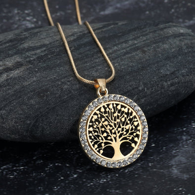 Tree of Life / Yggdrasil Ladies Pendant With Cubic Zirconia