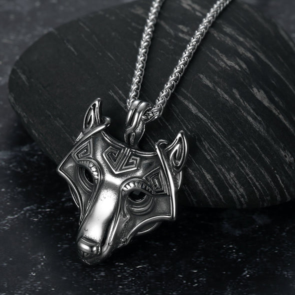 Handcrafted Stainless Steel Fenrir Pendant on Handcrafted Stainless Steel Chain