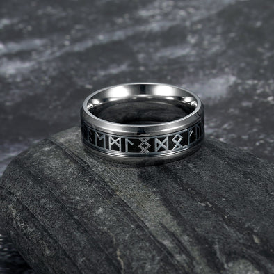 Handcrafted Stainless Steel Viking Elder Futhark Rune Ring