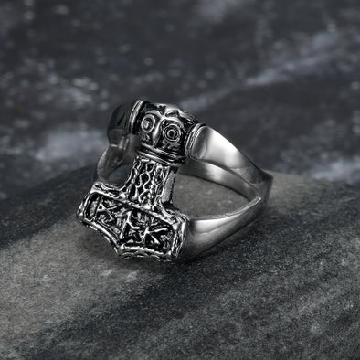 Handcrafted Stainless Steel Thor's Hammer Ring