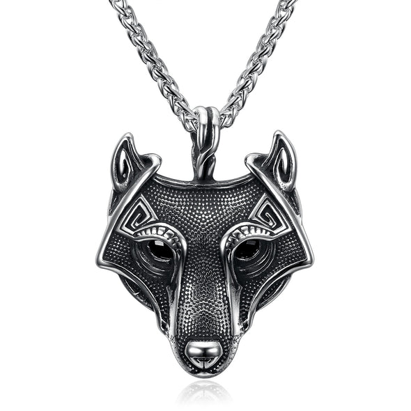 Handcrafted Stainless Steel Fenrir Pendant on Handcrafted Stainless Steel Chain