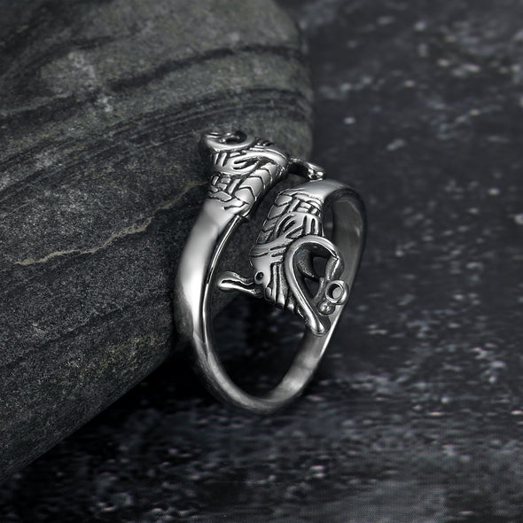 Handcrafted Stainless Steel Adjustable Jormungand Ring