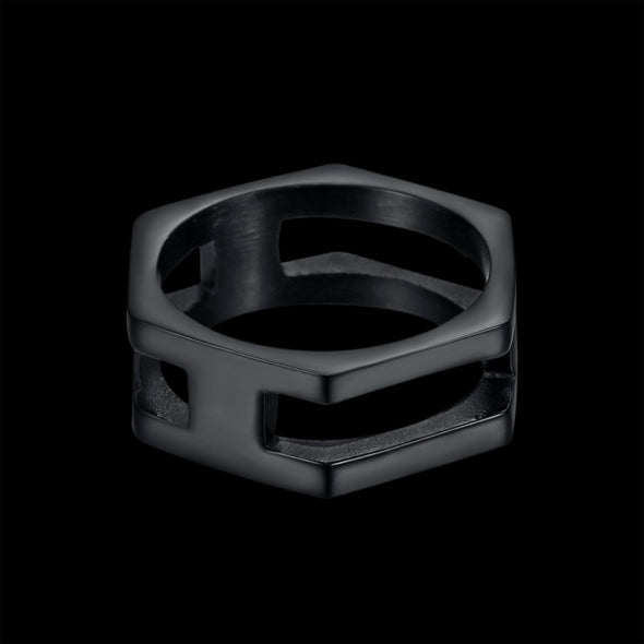 BLACK HEXAGON RING