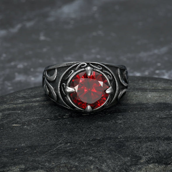 Handcrafted Stainless Steel Celtic Signet Ring With Central Stone