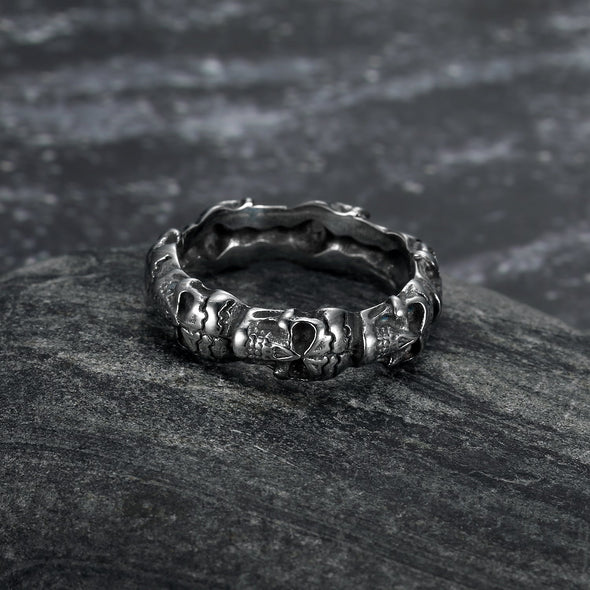 Handcrafted Stainless Steel Vanquished Foes Skull Ring