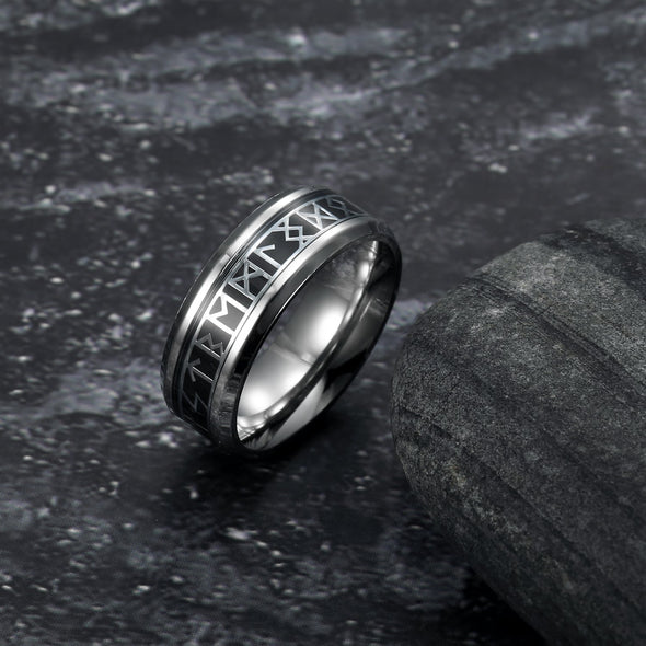 Handcrafted Stainless Steel Viking Elder Futhark Rune Ring