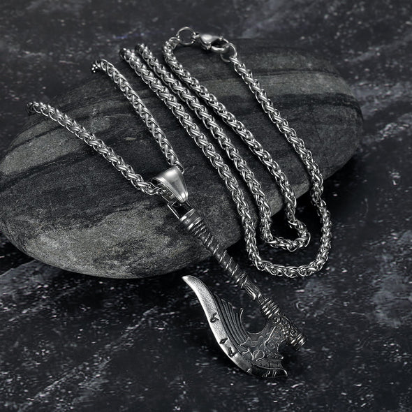 Handcrafted Stainless Steel Viking Axe Necklace