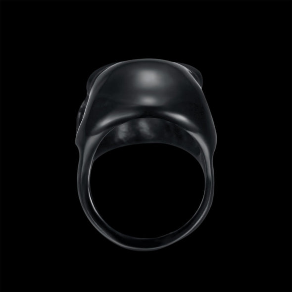 BLACK HEAVY GRIN SKULL RING