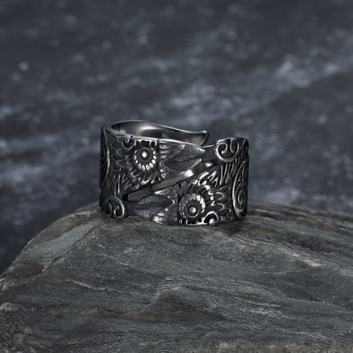 Handcrafted Stainless Steel Adjustable Raven Ring