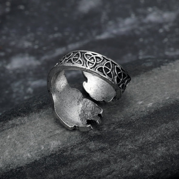 Handcrafted Stainless Steel Adjustable Bear Paw Ring