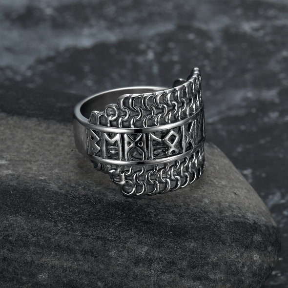 Handcrafted Stainless Steel Viking Rune Ring