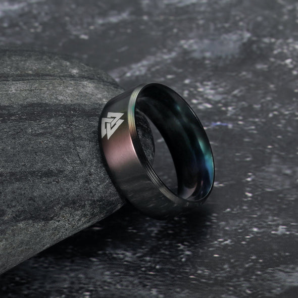 Black Handcrafted Stainless Steel Valknut Ring