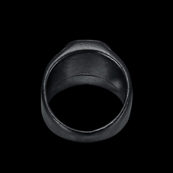 BLACK RED STONE SHIELD RING