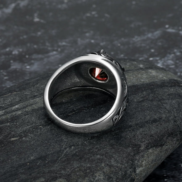 Handcrafted Stainless Steel Celtic Signet Ring With Central Stone