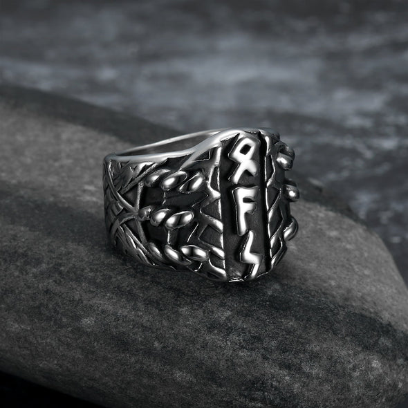 Handcrafted Stainless Steel Triple Rune Ring