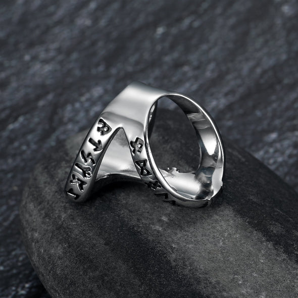 Handcrafted Stainless Steel Open Thor's Hammer Ring