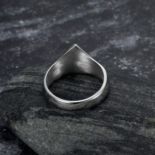 Handcrafted Stainless Steel Triangular Valknut Ring