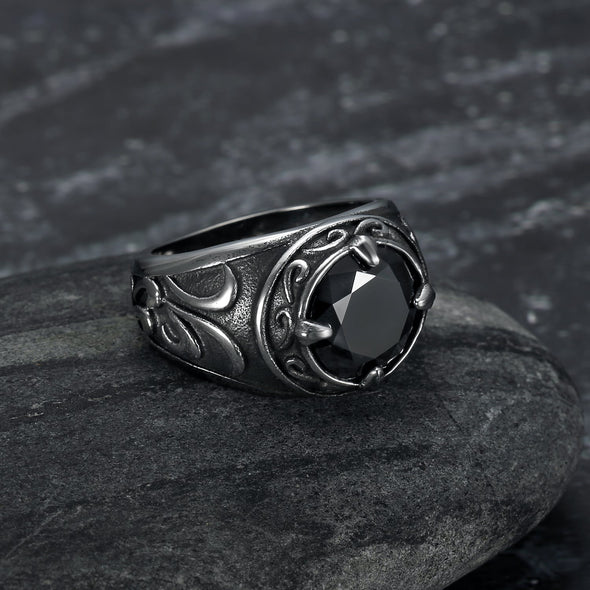 Handcrafted Stainless Steel Celtic Signet Ring With Central Stone