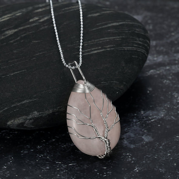 [LIMITED EDITION] Yggdrasil / Tree of Life Necklace on Teardrop Semi-Precious Stone