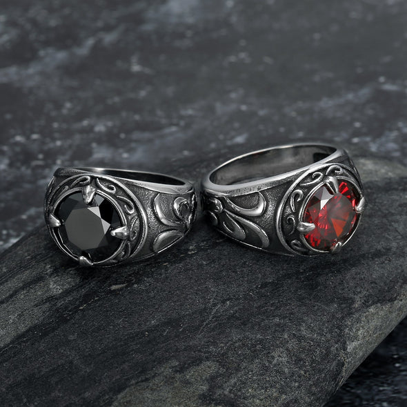 Handcrafted Stainless Steel Celtic Signet Ring With Central Stone