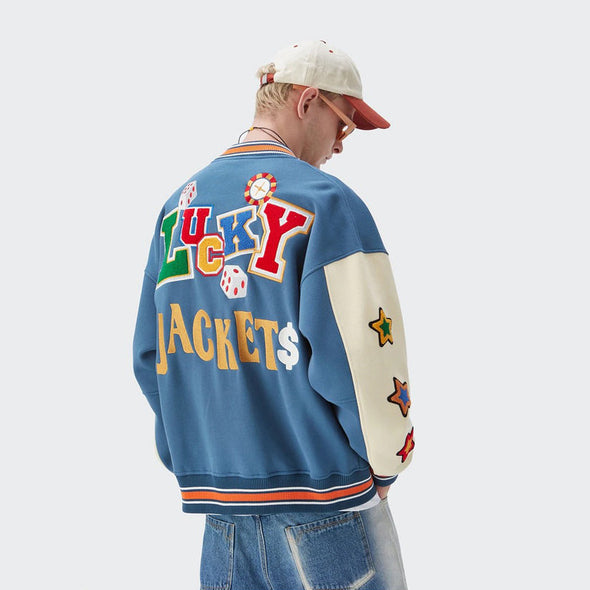 Ikai™ Lucky Embroidery Varsity Jacket