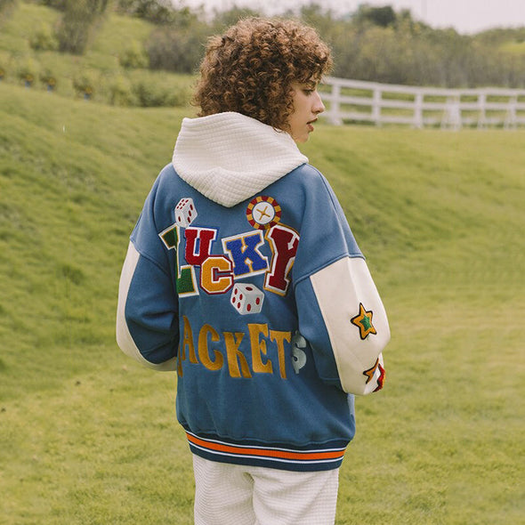 Ikai™ Lucky Embroidery Varsity Jacket