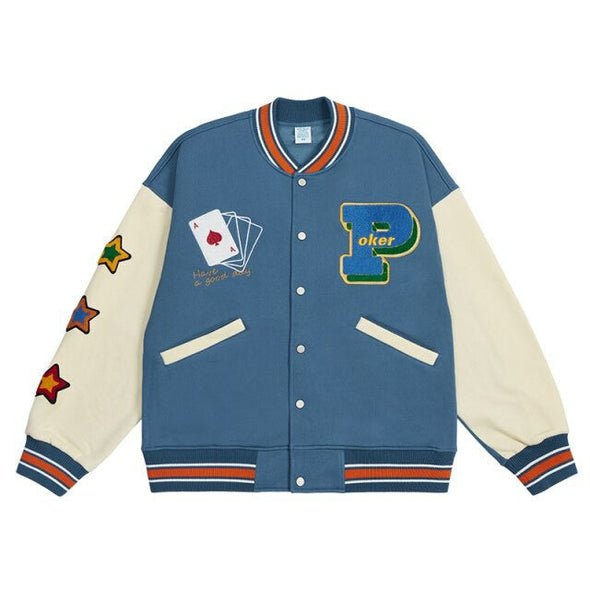 Ikai™ Lucky Embroidery Varsity Jacket