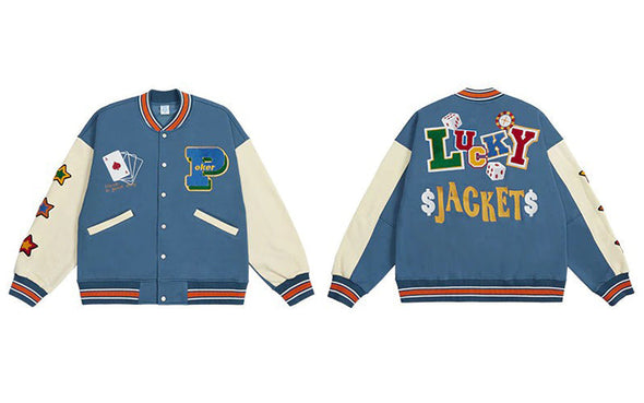 Ikai™ Lucky Embroidery Varsity Jacket