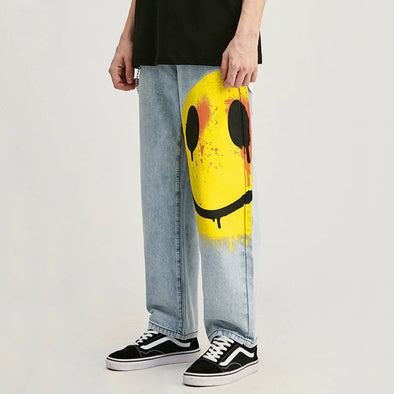 Ikai™ Smiley Print Straight Jeans