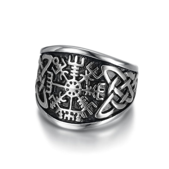 Copy of Handcrafted Stainless Steel Vegvisir and Celtic Knot Ring