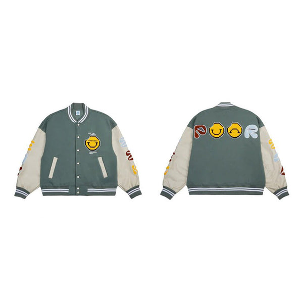 Ikai™ Smiley Print Varsity Jacket