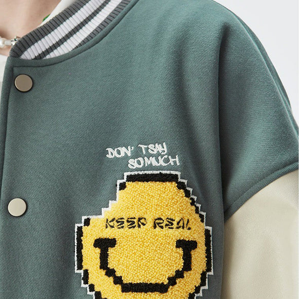 Ikai™ Smiley Print Varsity Jacket