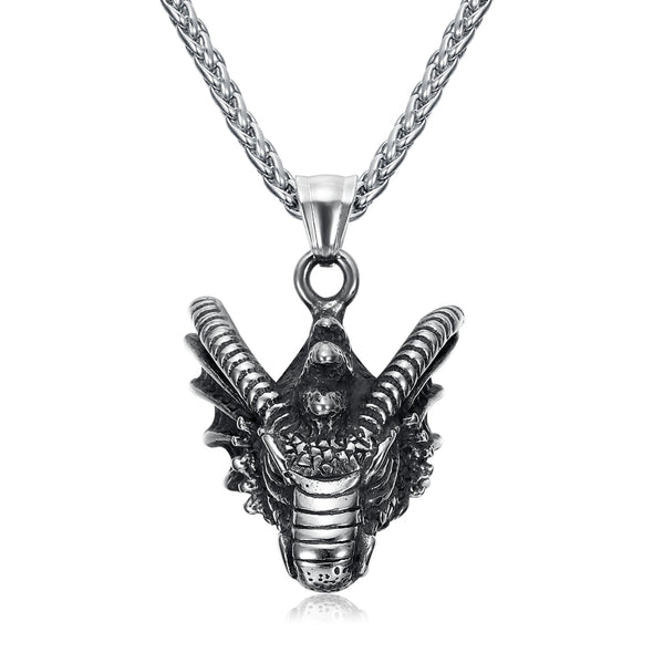 Handcrafted Stainless Steel Dragon Head Necklace