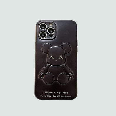 3D Phone Case | Black Matt Metal Bear