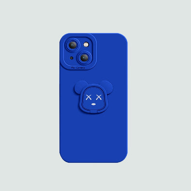 3D Phone Case | Blue Bear Head Stand