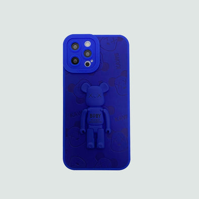 3D Phone Case | Blue Bearbrick Push-up With Monogram