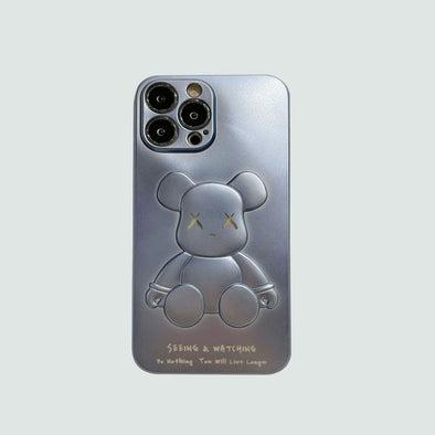 3D Phone Case | Blue Matt Metal Bear