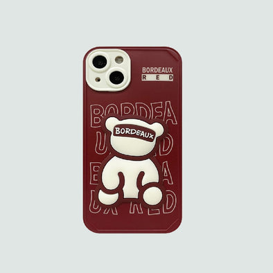 3D Phone Case | Red Bubbly Bear