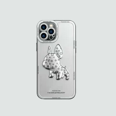 3D Phone Case | Silver Electro Bulldog With Monogram