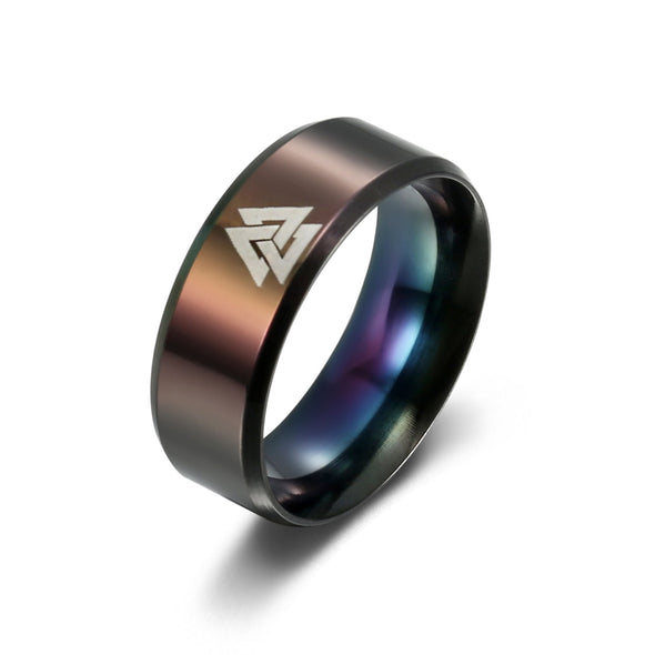 Black Handcrafted Stainless Steel Valknut Ring