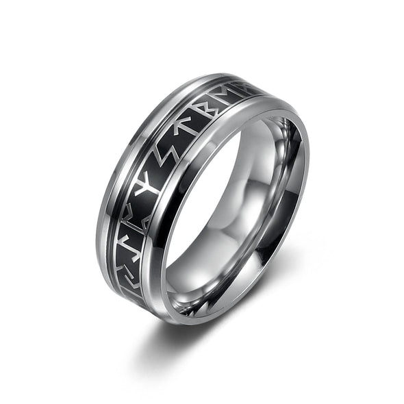 Handcrafted Stainless Steel Viking Elder Futhark Rune Ring