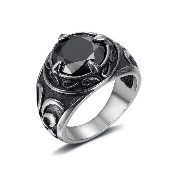 Handcrafted Stainless Steel Celtic Signet Ring With Central Stone