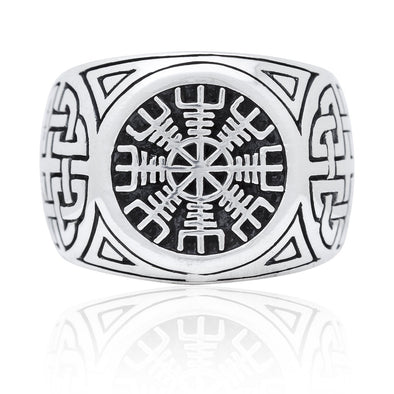 925 Sterling Silver Helm of Awe Signet Ring