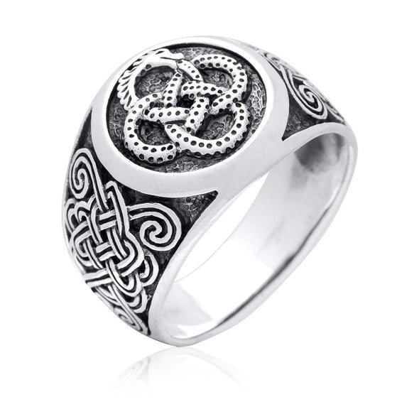 925 Sterling Silver Jormungand Serpent Ring