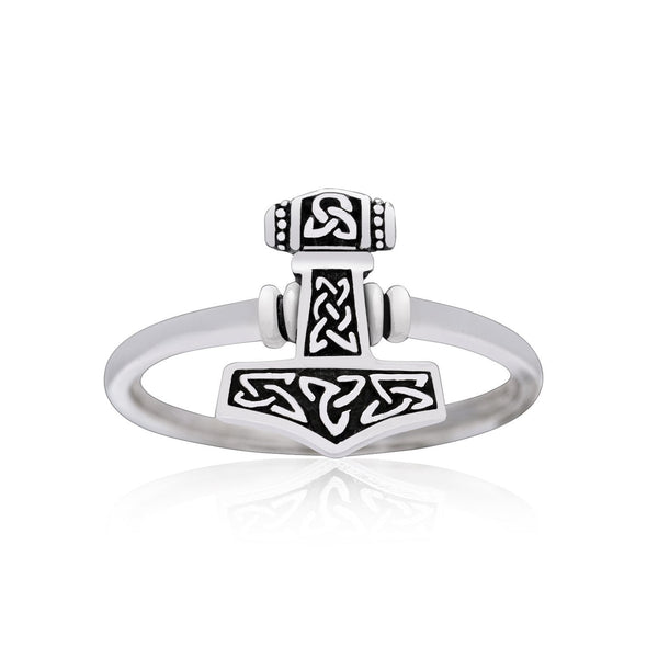 925 Sterling Silver Ladies Thor's Hammer Ring